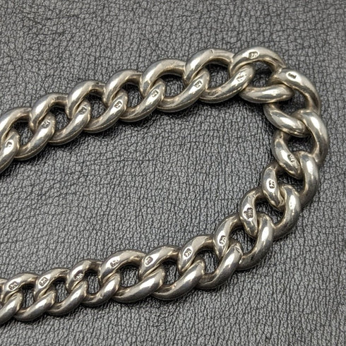 1920s British Antique Extra Thick Pure Silver (925 Silver) Albert Chain 75g Medal Fob